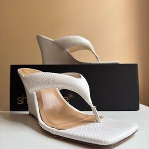 Elegant White Wedge Sandals
